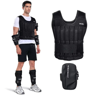 BeatBoost Adjustable Weighted Vest – Up to 44 lbs with 64 steel plates. Perfect for strength training, walking, running, and workouts.